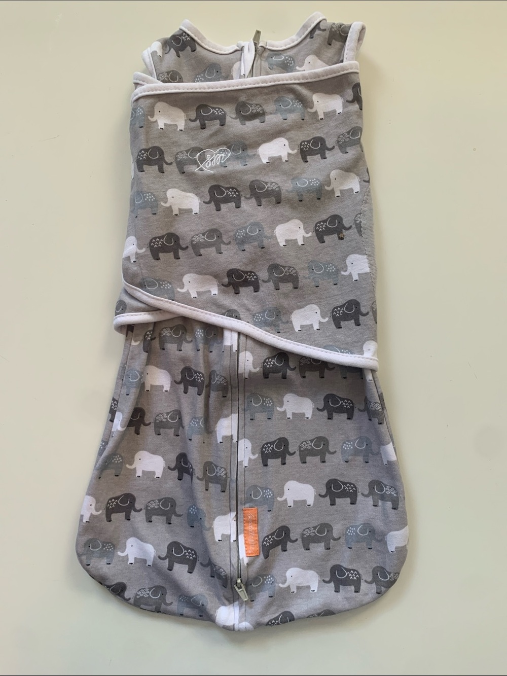 SwaddleMe Grey Elephant Print Infant Sleep Swaddle 14-18lb
